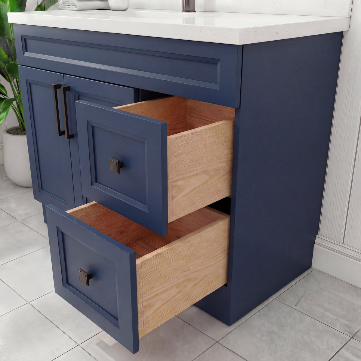 Tesoro 42" Shaker Bathroom Vanity With Quartz Countertop (Solid Wood)