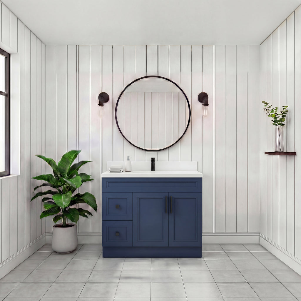 Tesoro 42" Shaker Bathroom Vanity With Quartz Countertop (Solid Wood)