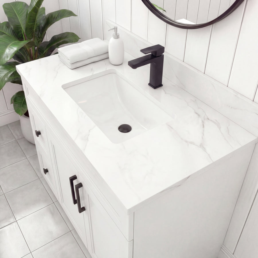 Tesoro 42" Shaker Bathroom Vanity With Quartz Countertop (Solid Wood)