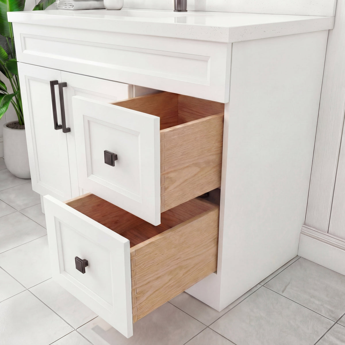 Tesoro 42" Shaker Bathroom Vanity With Quartz Countertop (Solid Wood)