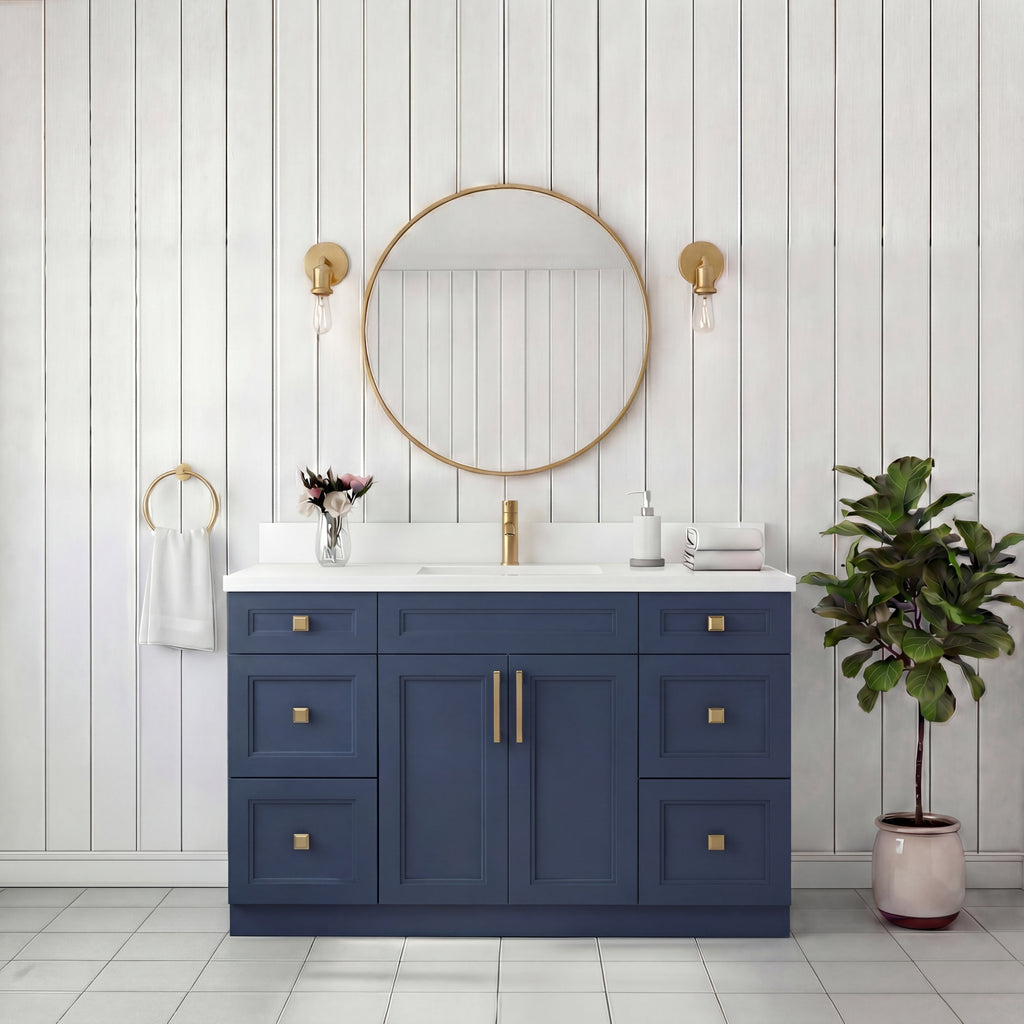 Tesoro 60" Single Sink Shaker Bathroom Vanity With Quartz Countertop (Solid Wood)