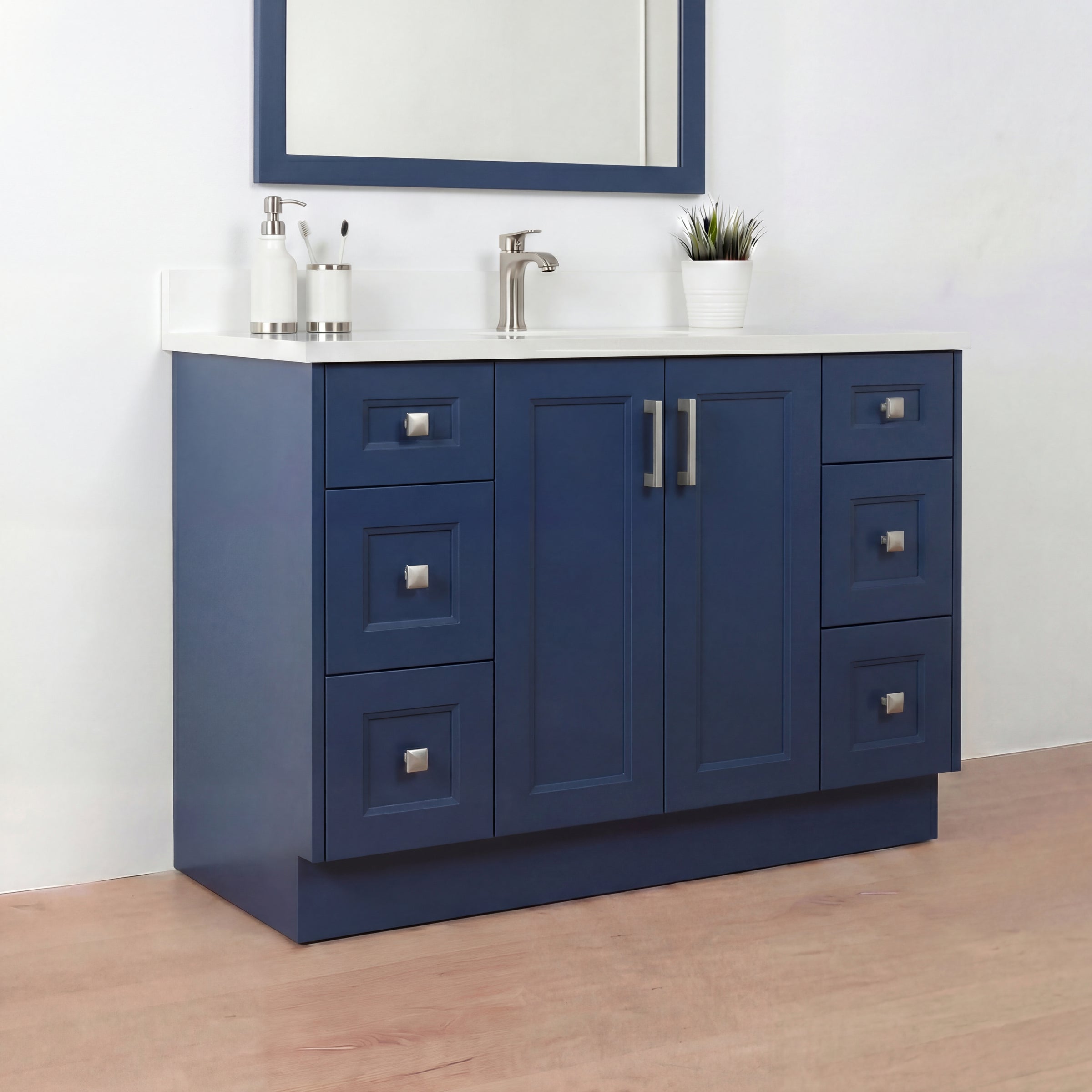 Tesoro 48" Shaker Bathroom Vanity With Quartz Countertop (Solid Wood)