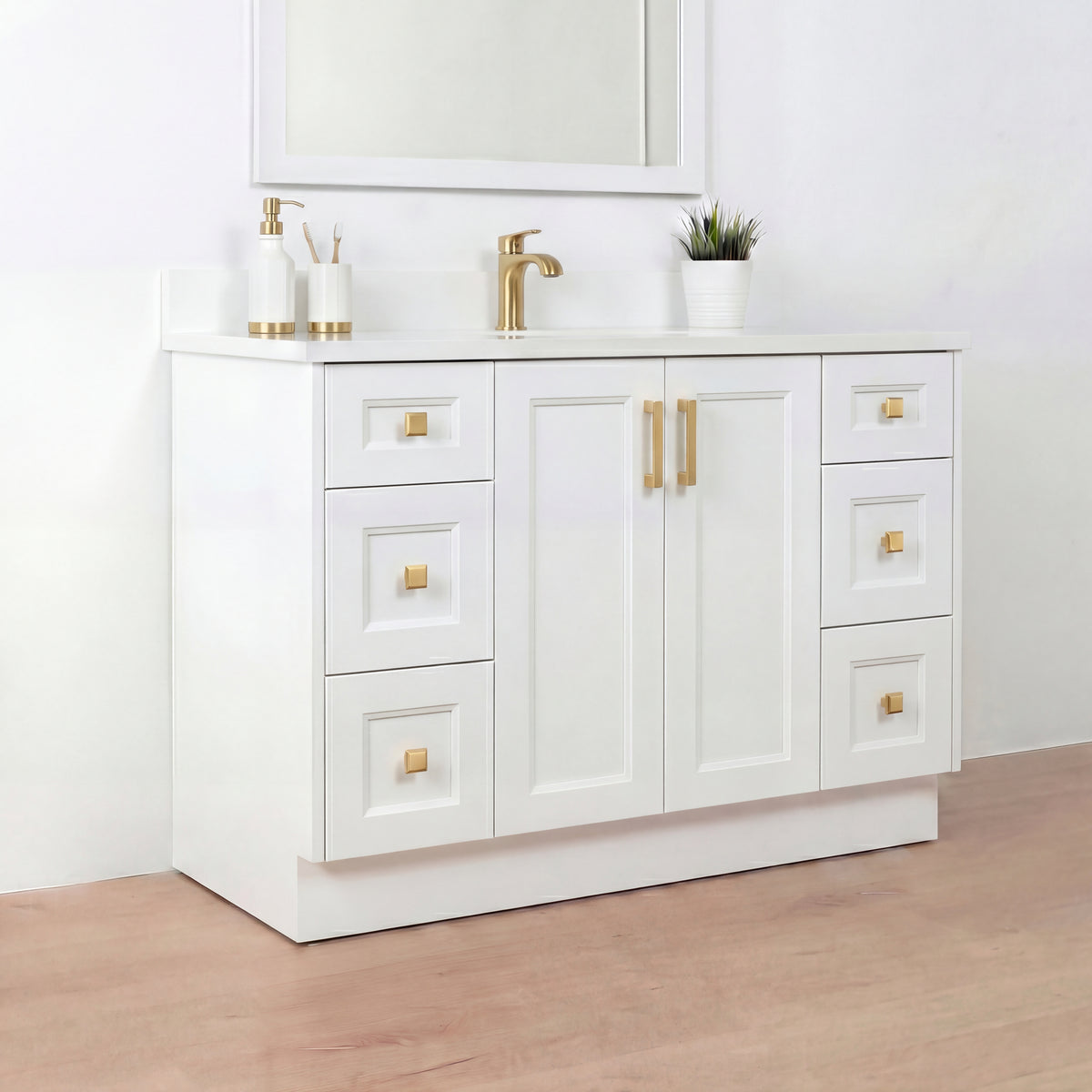 Tesoro 48" Shaker Bathroom Vanity With Quartz Countertop (Solid Wood)