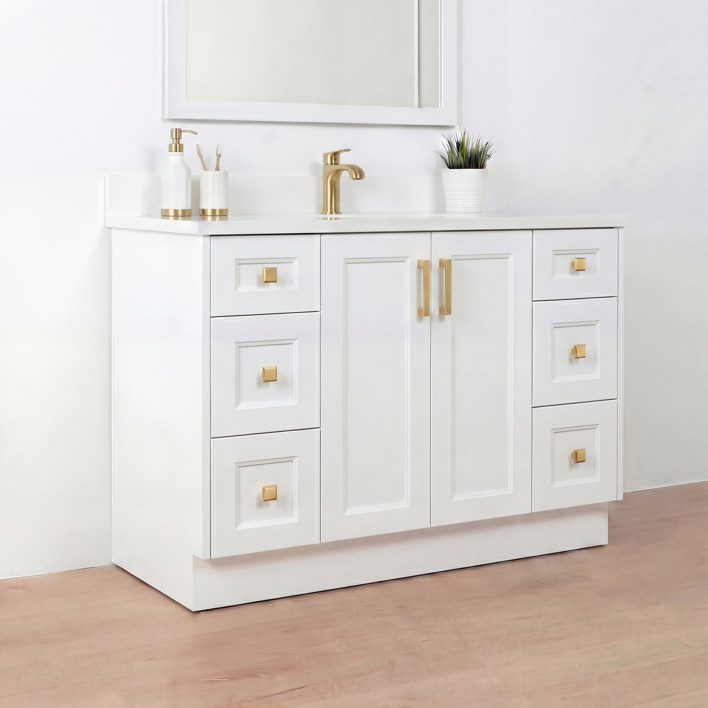 Tesoro 48" Shaker Bathroom Vanity With Quartz Countertop (Solid Wood)