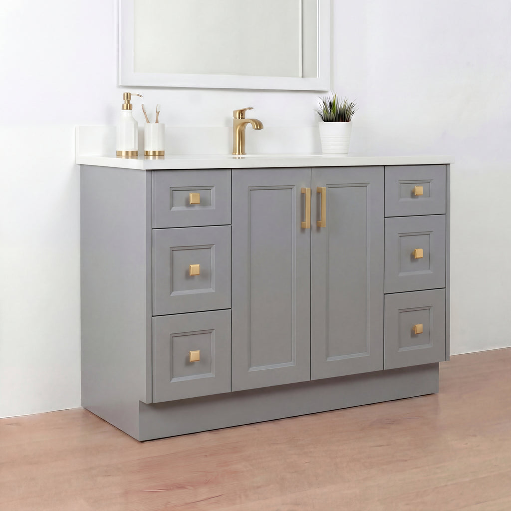 Tesoro 60" Single Sink Shaker Bathroom Vanity With Quartz Countertop (Solid Wood)