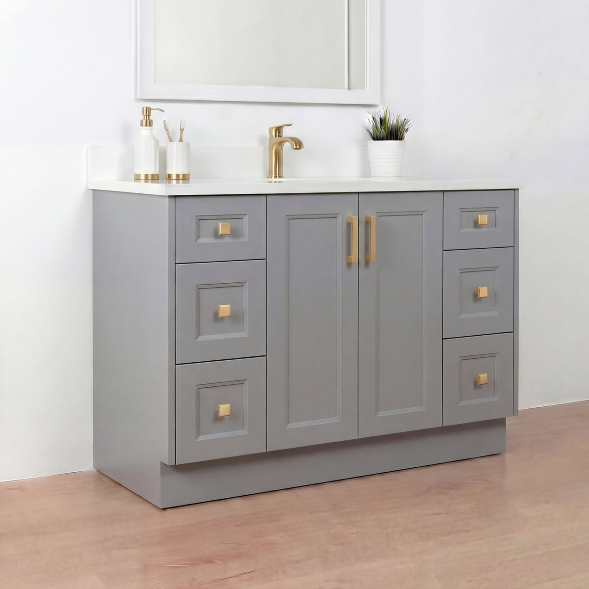 Tesoro 48" Shaker Bathroom Vanity With Quartz Countertop (Solid Wood)