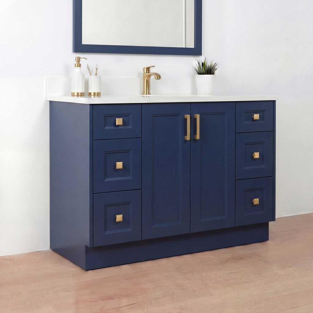 Tesoro 60" Single Sink Shaker Bathroom Vanity With Quartz Countertop (Solid Wood)