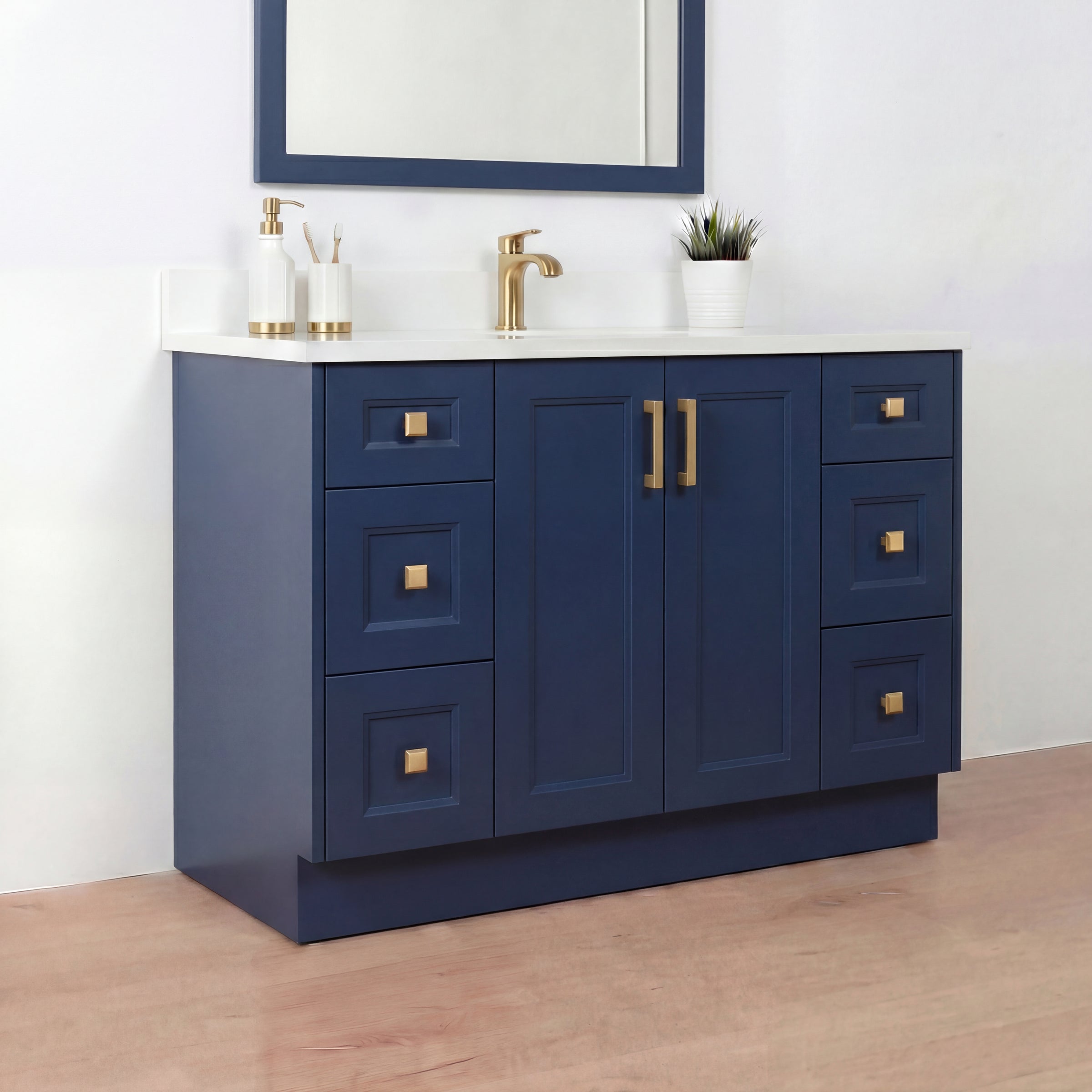 Tesoro 48" Shaker Bathroom Vanity With Quartz Countertop (Solid Wood)