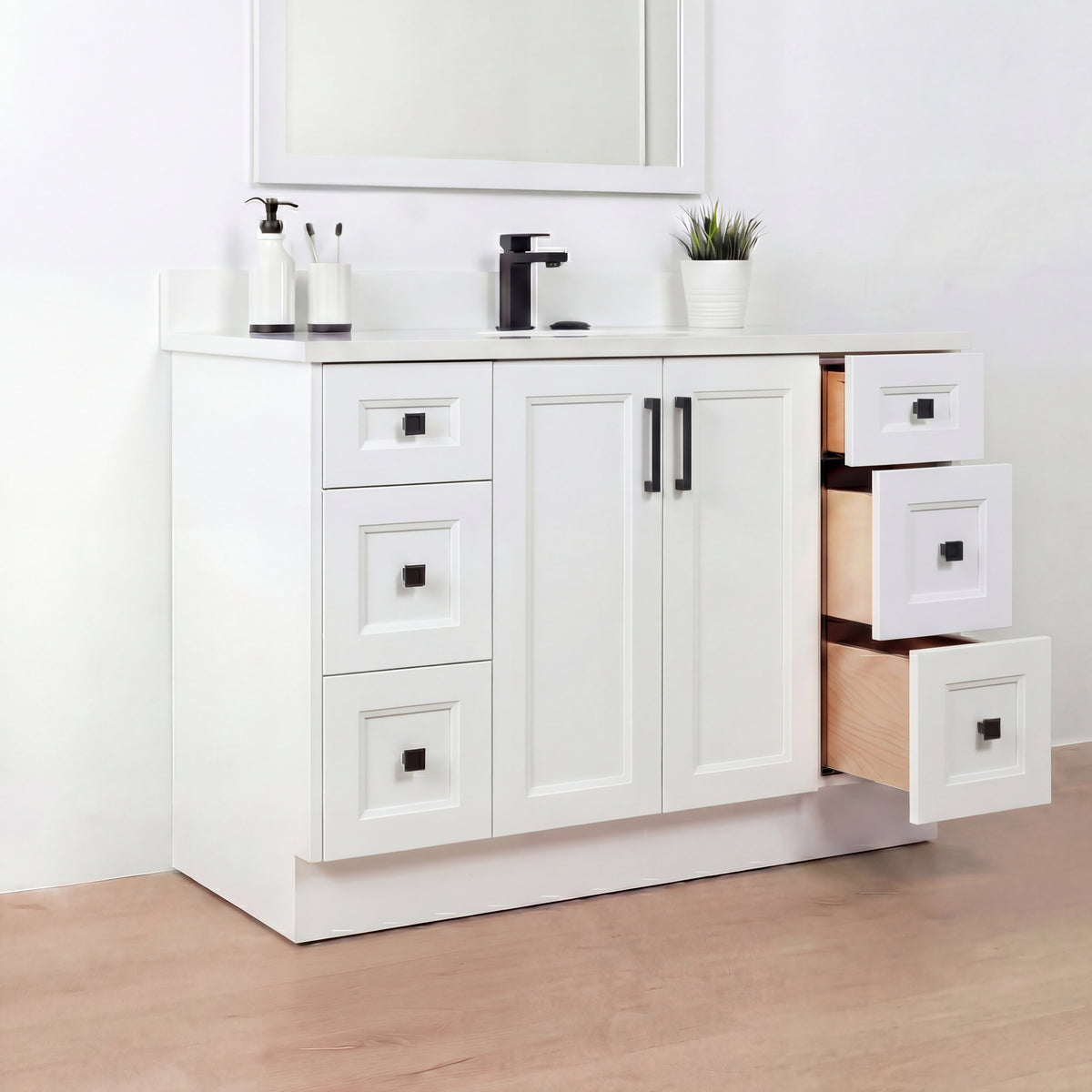 Tesoro 48" Shaker Bathroom Vanity With Quartz Countertop (Solid Wood)