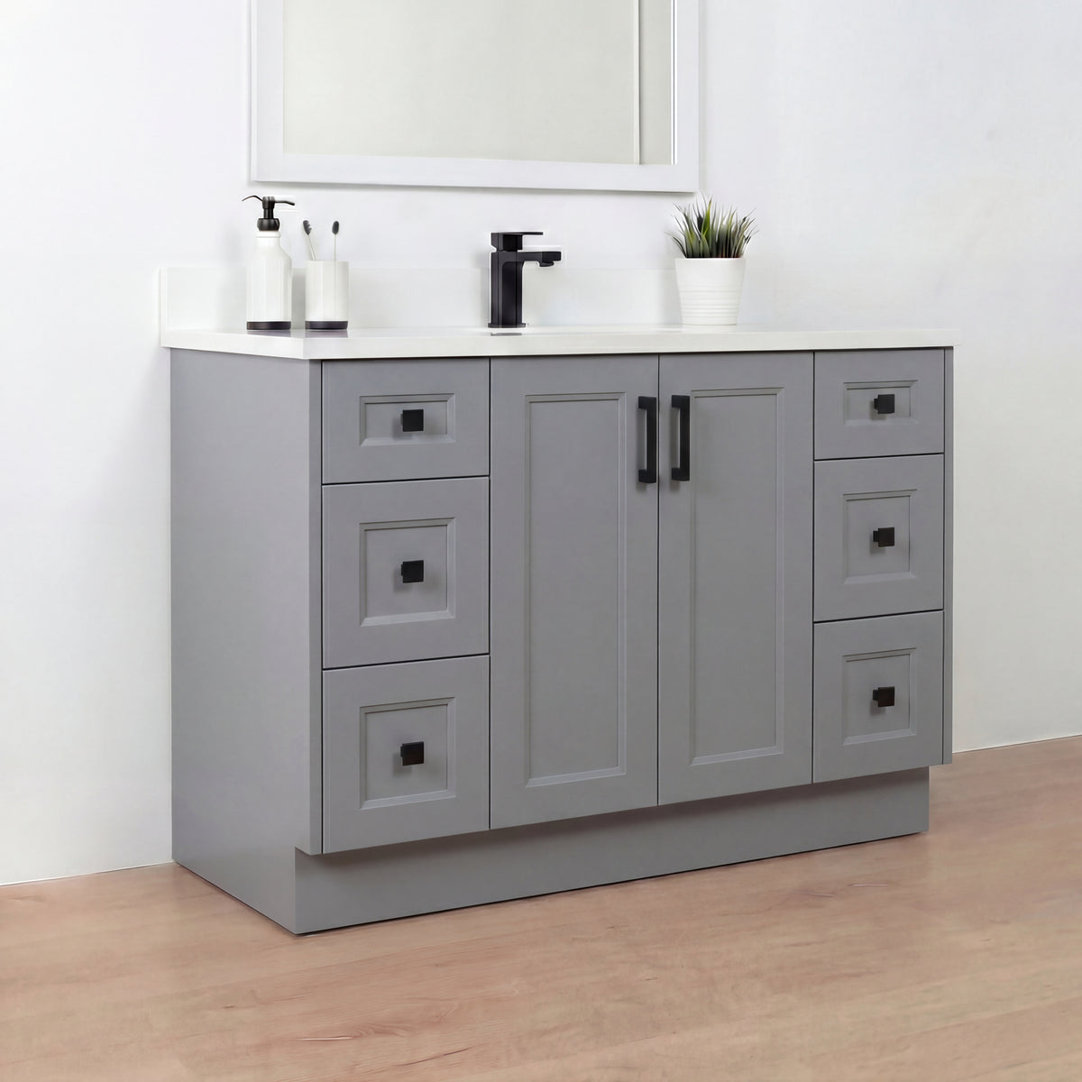 Tesoro 48" Shaker Bathroom Vanity With Quartz Countertop (Solid Wood)