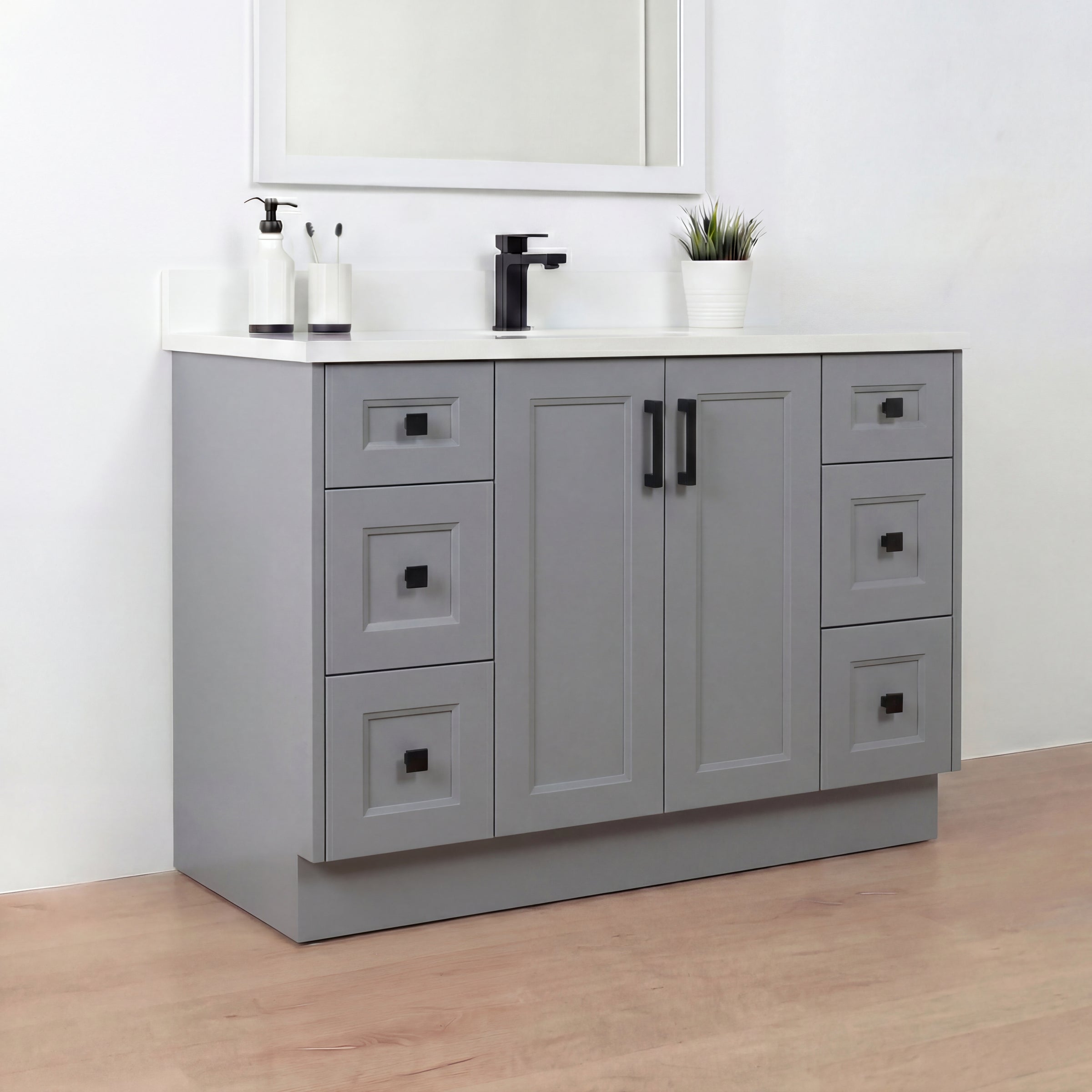 Tesoro 48" Shaker Bathroom Vanity With Quartz Countertop (Solid Wood)
