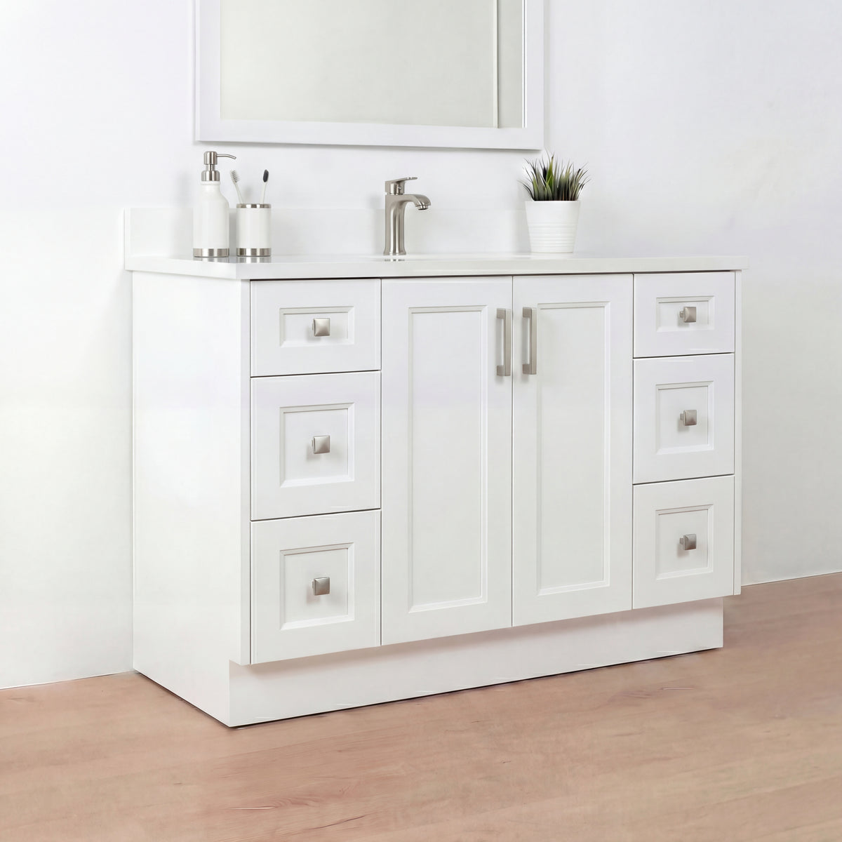 Tesoro 48" Shaker Bathroom Vanity With Quartz Countertop (Solid Wood)