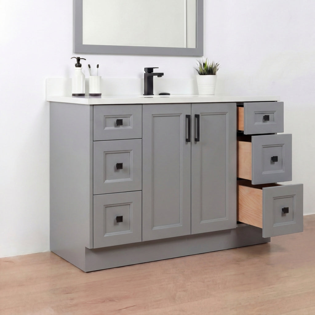 Tesoro 60" Single Sink Shaker Bathroom Vanity With Quartz Countertop (Solid Wood)