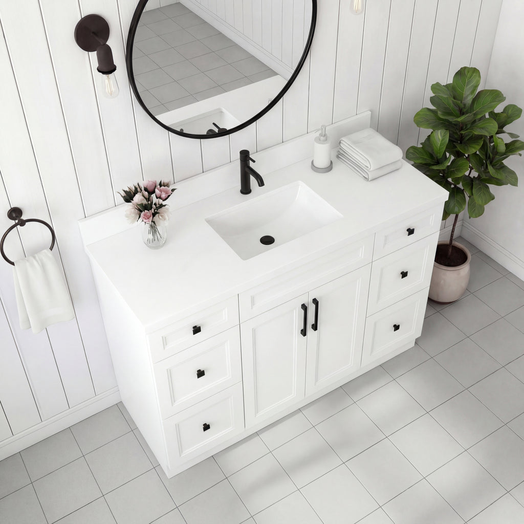 Tesoro 60" Single Sink Shaker Bathroom Vanity With Quartz Countertop (Solid Wood)