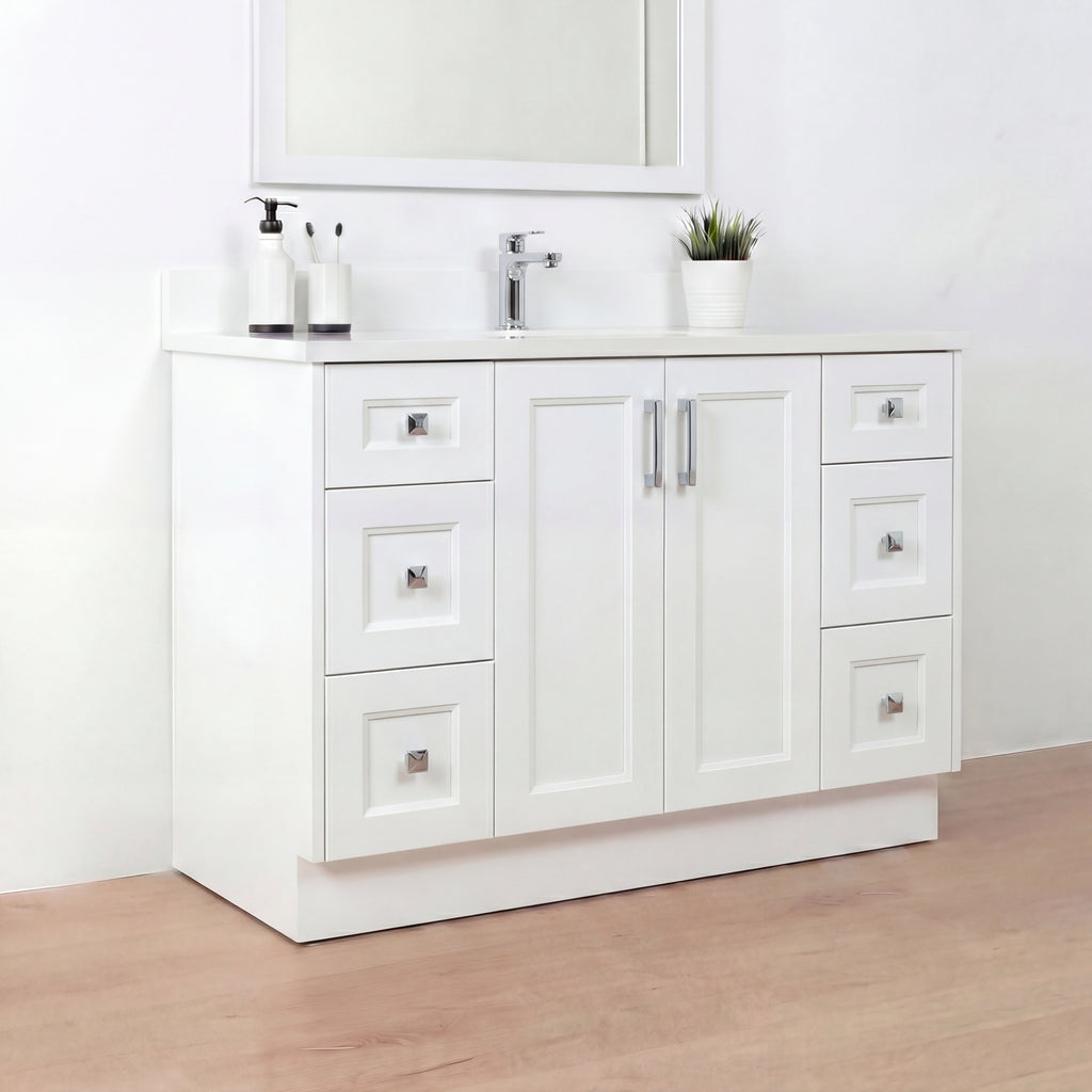Tesoro 60" Single Sink Shaker Bathroom Vanity With Quartz Countertop (Solid Wood)