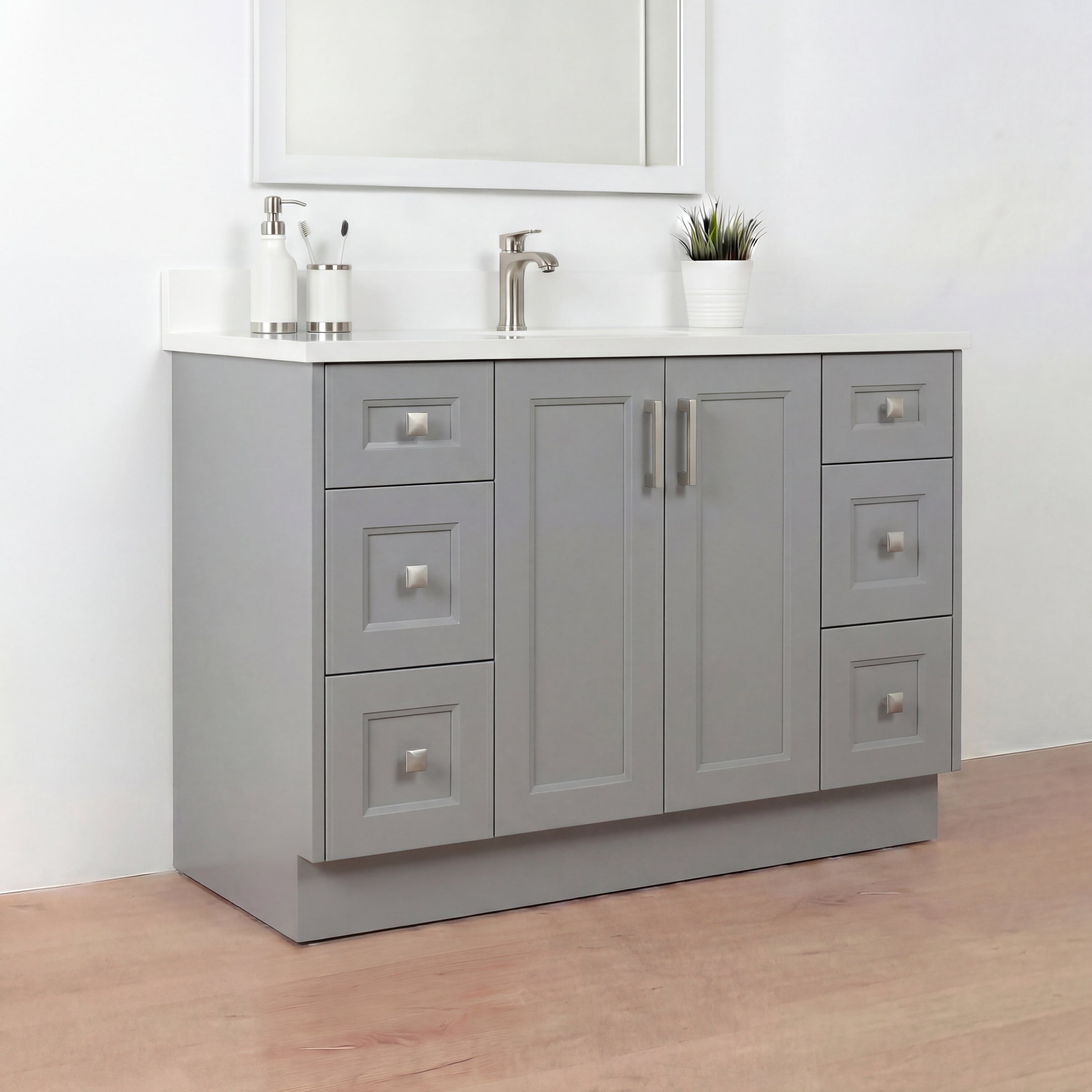 Tesoro 48" Shaker Bathroom Vanity With Quartz Countertop (Solid Wood)