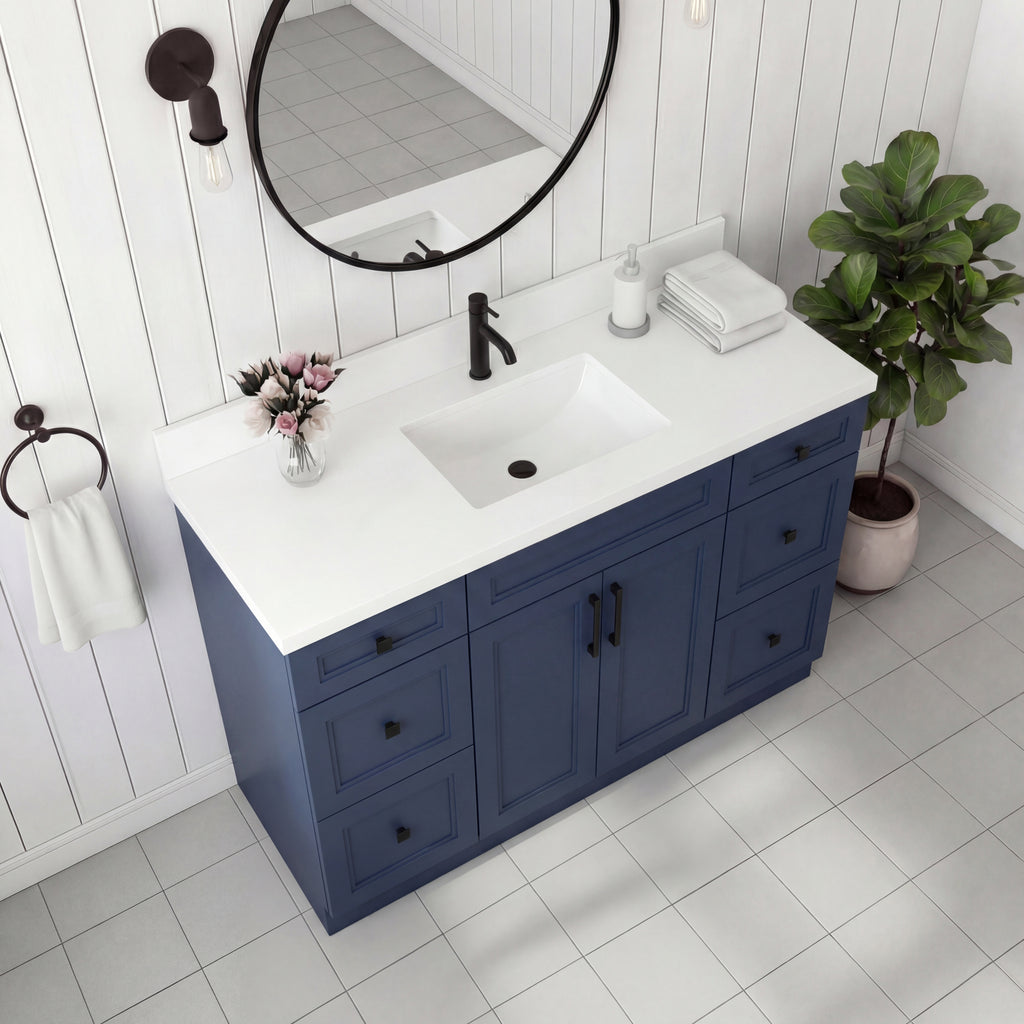 Tesoro 60" Single Sink Shaker Bathroom Vanity With Quartz Countertop (Solid Wood)