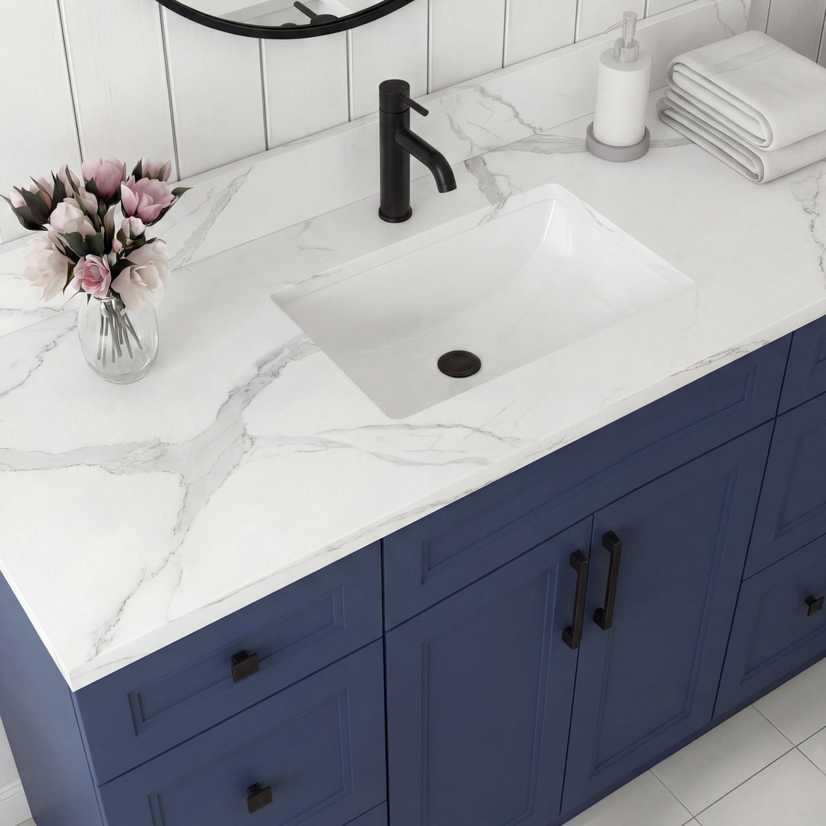 Tesoro 60" Single Sink Shaker Bathroom Vanity With Quartz Countertop (Solid Wood)