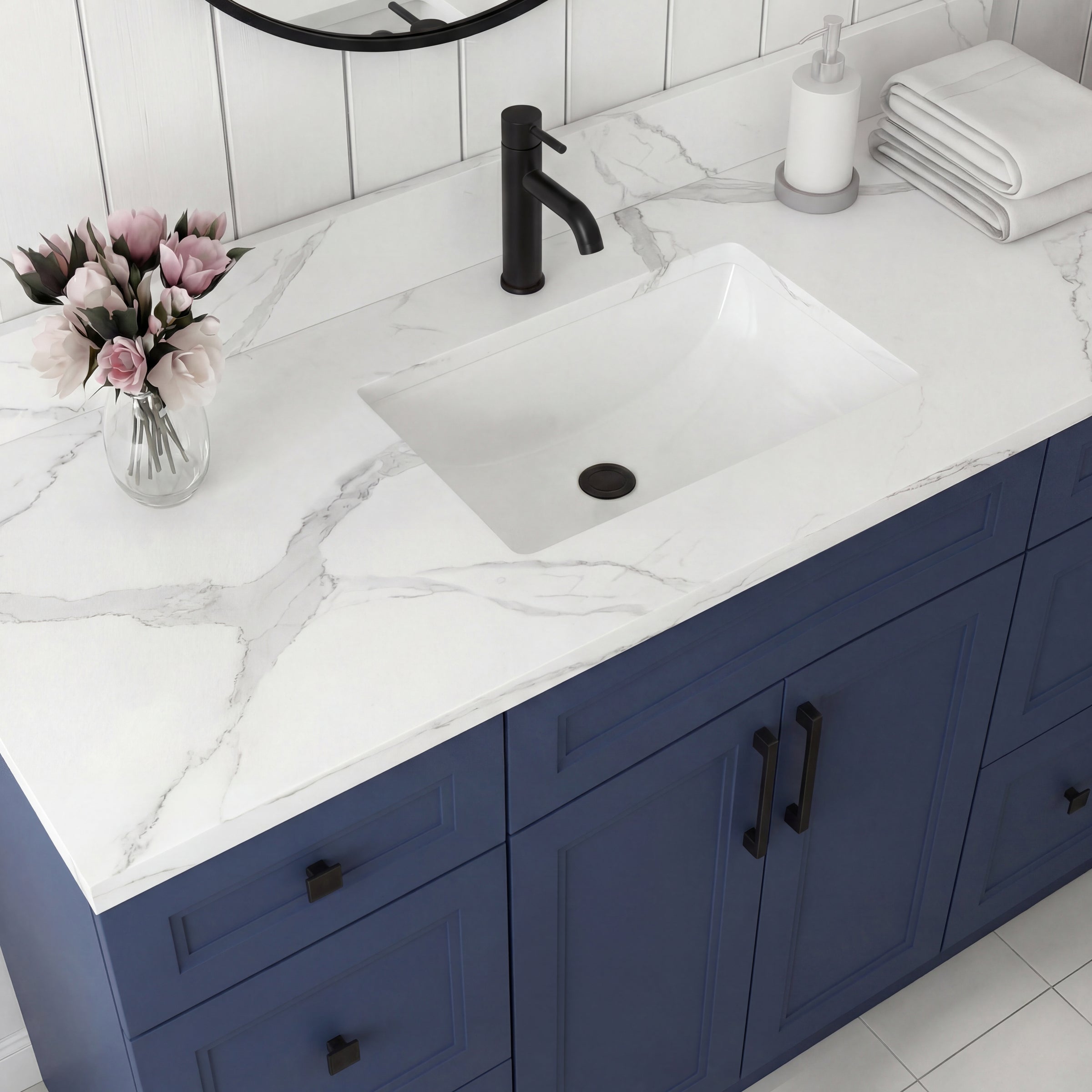 Tesoro 60" Single Sink Shaker Bathroom Vanity With Quartz Countertop (Solid Wood)