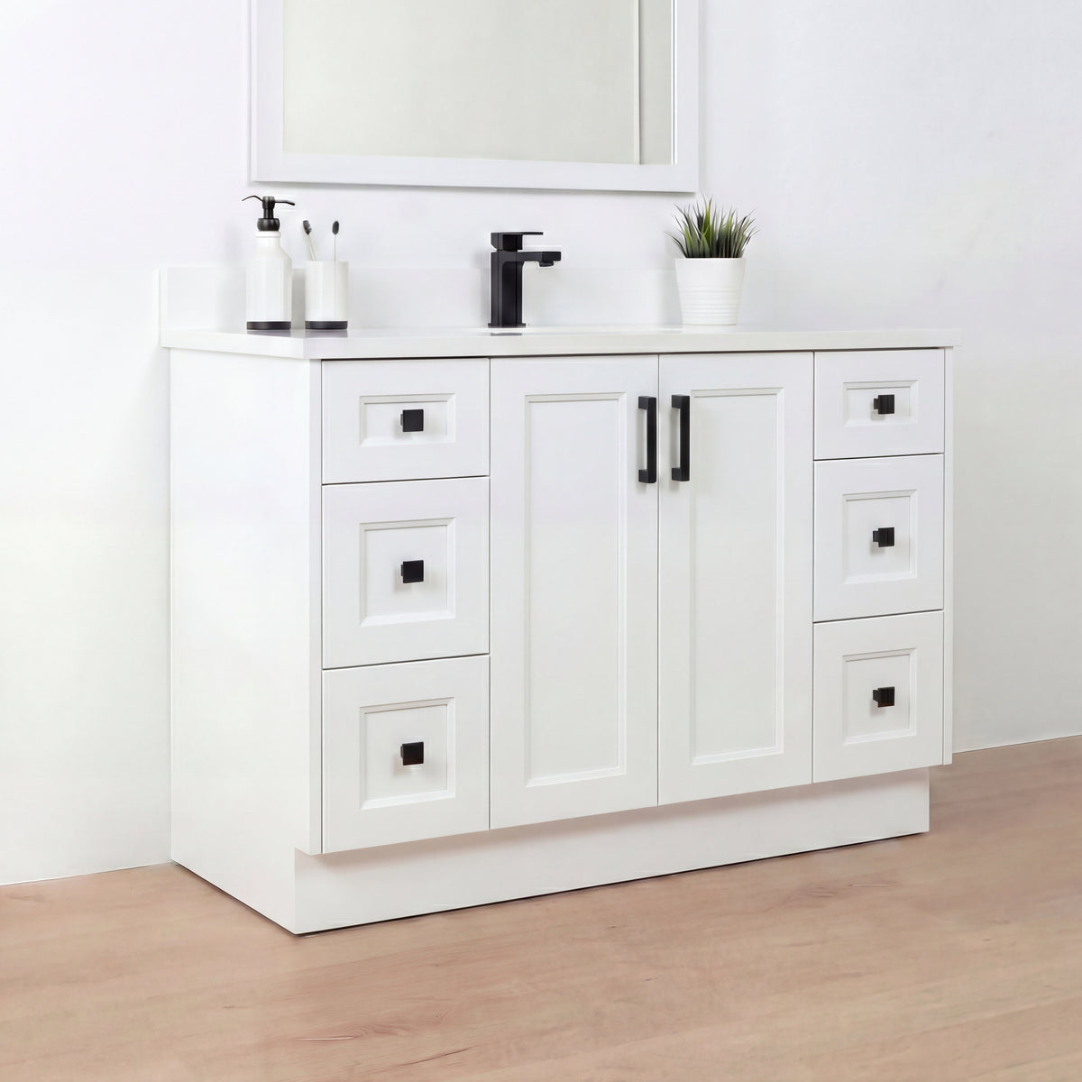 Tesoro 48" Shaker Bathroom Vanity With Quartz Countertop (Solid Wood)