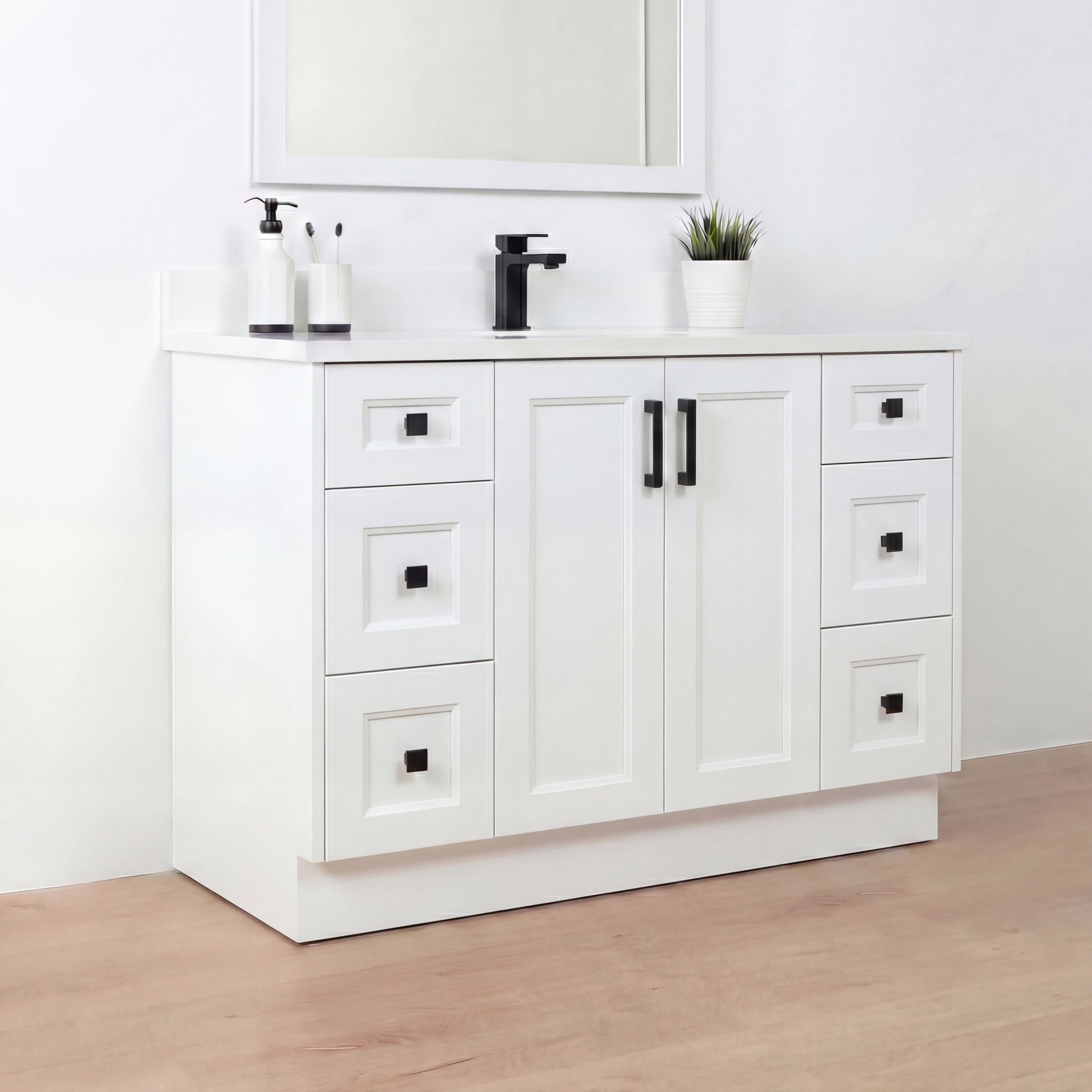 Tesoro 48" Shaker Bathroom Vanity With Quartz Countertop (Solid Wood)