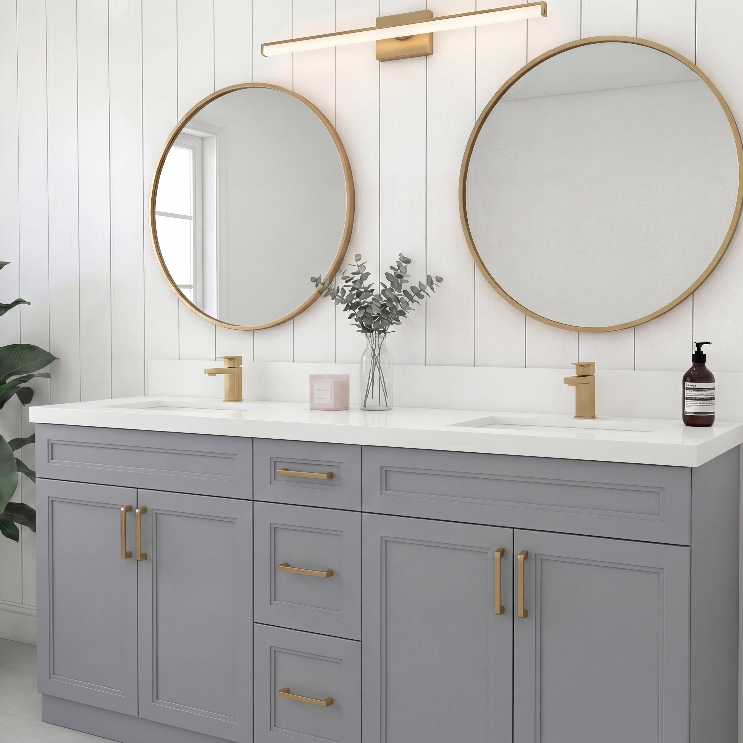Tesoro 60" Double Sink Shaker Bathroom Vanity With Quartz Countertop (Solid Wood)