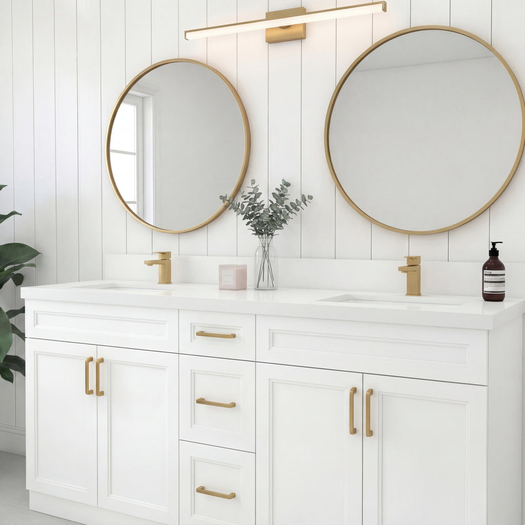 Tesoro 60" Double Sink Shaker Bathroom Vanity With Quartz Countertop (Solid Wood)