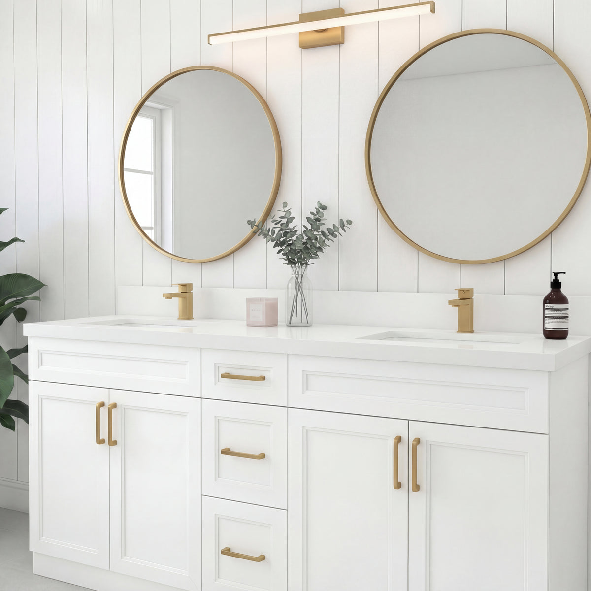 Tesoro 60" Double Sink Shaker Bathroom Vanity With Quartz Countertop (Solid Wood)
