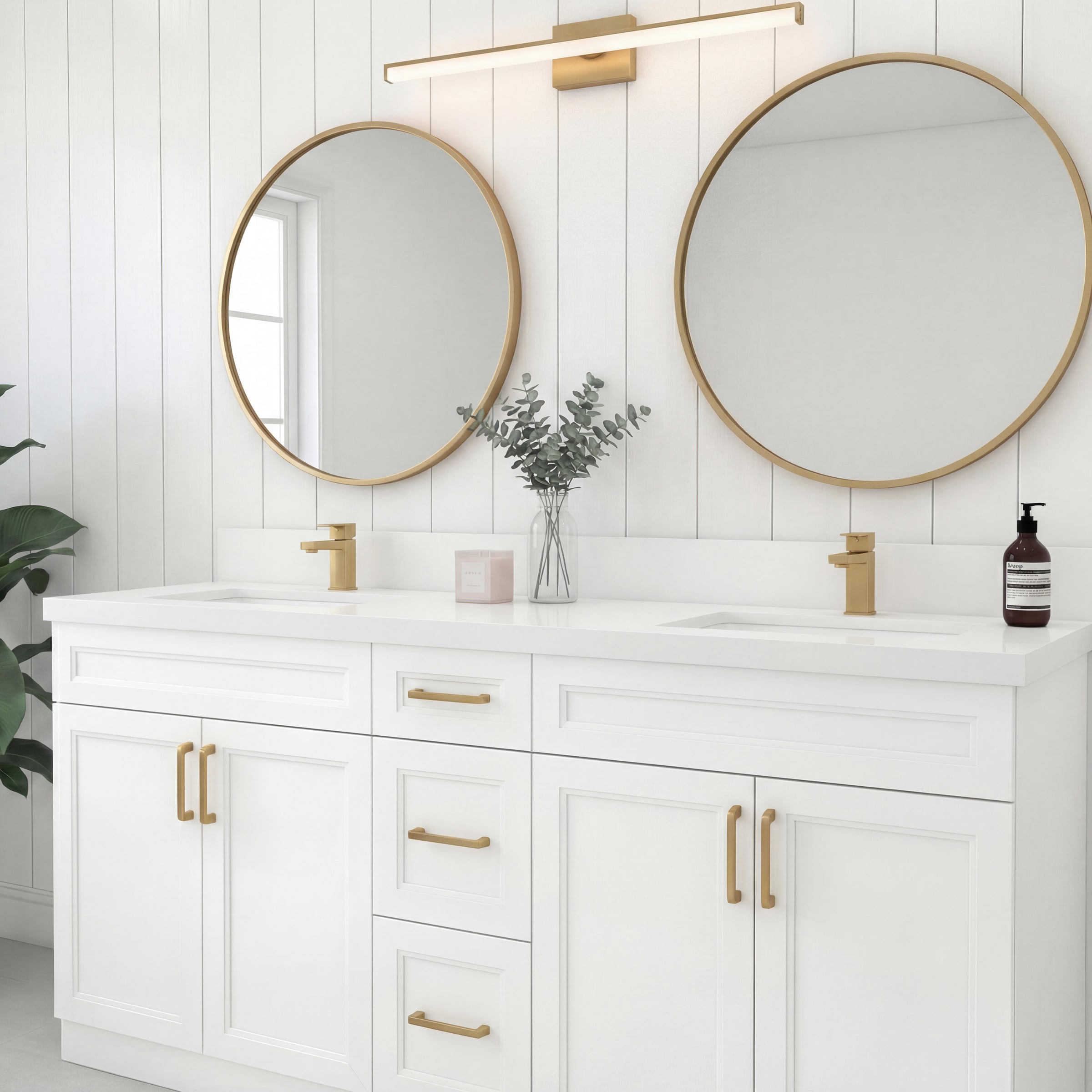 Tesoro 60" Double Sink Shaker Bathroom Vanity With Quartz Countertop (Solid Wood)
