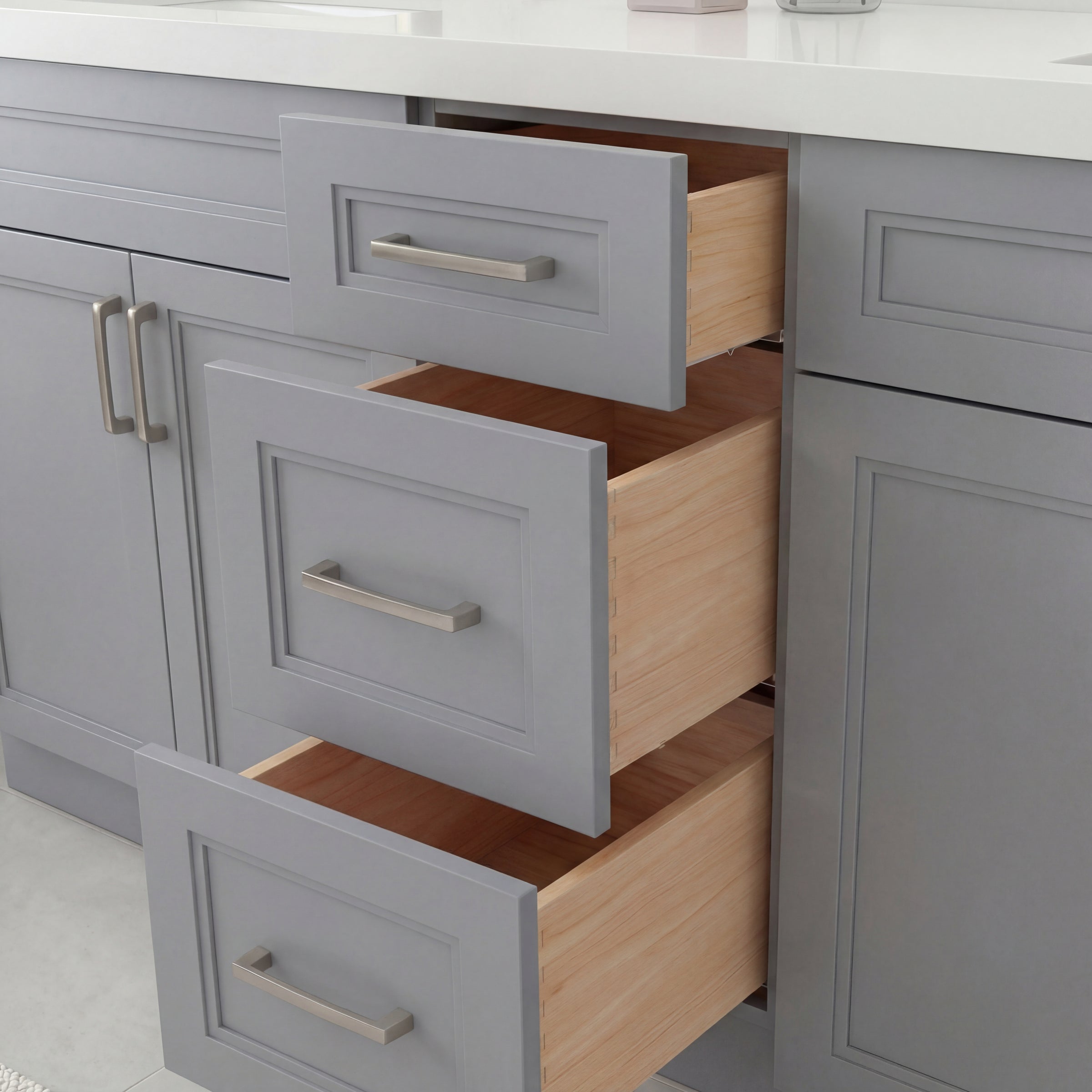 Tesoro 60" Double Sink Shaker Bathroom Vanity With Quartz Countertop (Solid Wood)