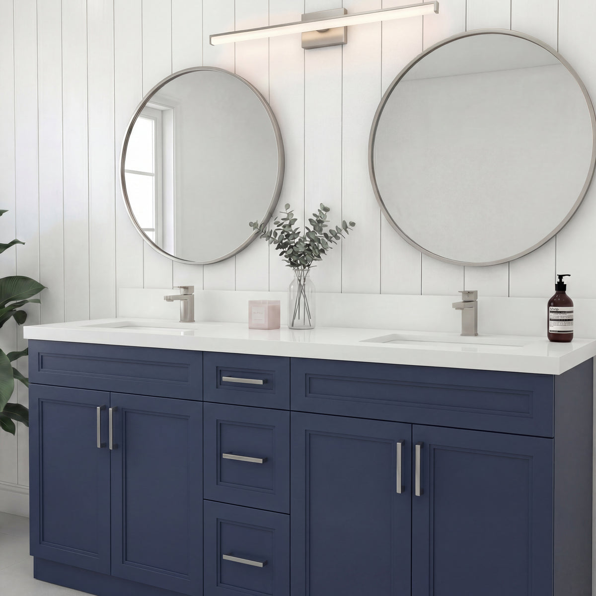 Tesoro 60" Double Sink Shaker Bathroom Vanity With Quartz Countertop (Solid Wood)