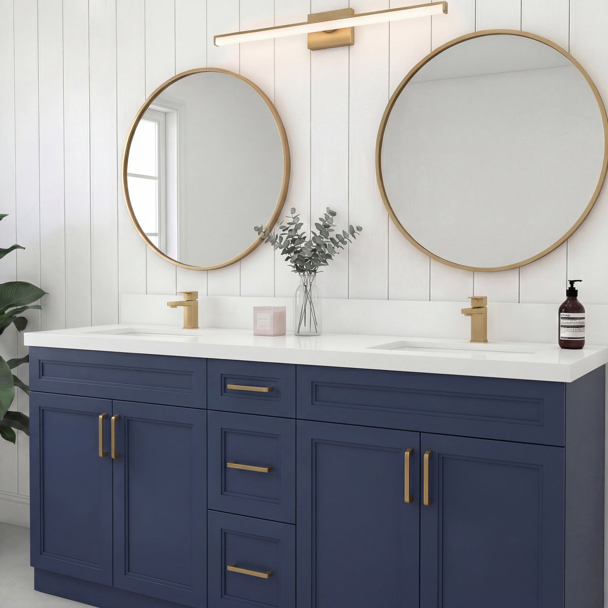 Tesoro 60" Double Sink Shaker Bathroom Vanity With Quartz Countertop (Solid Wood)