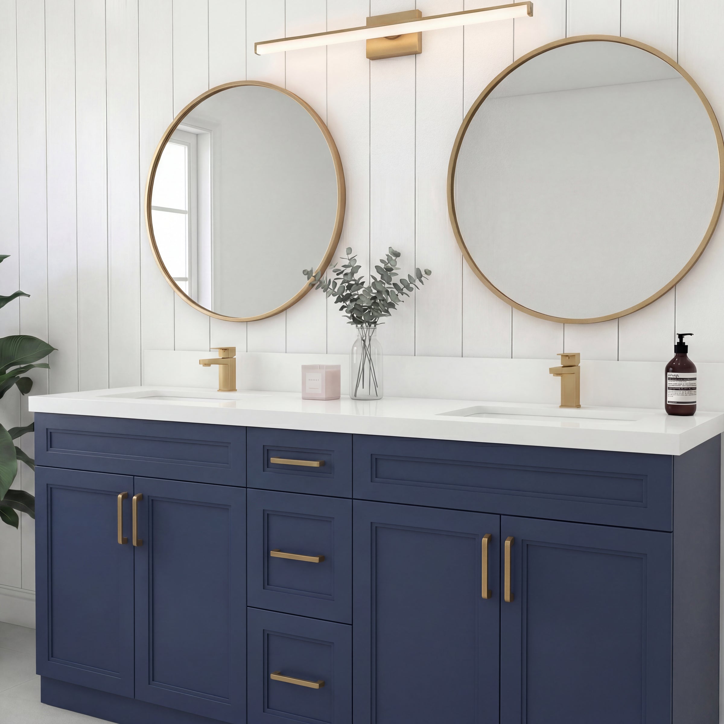 Tesoro 60" Double Sink Shaker Bathroom Vanity With Quartz Countertop (Solid Wood)