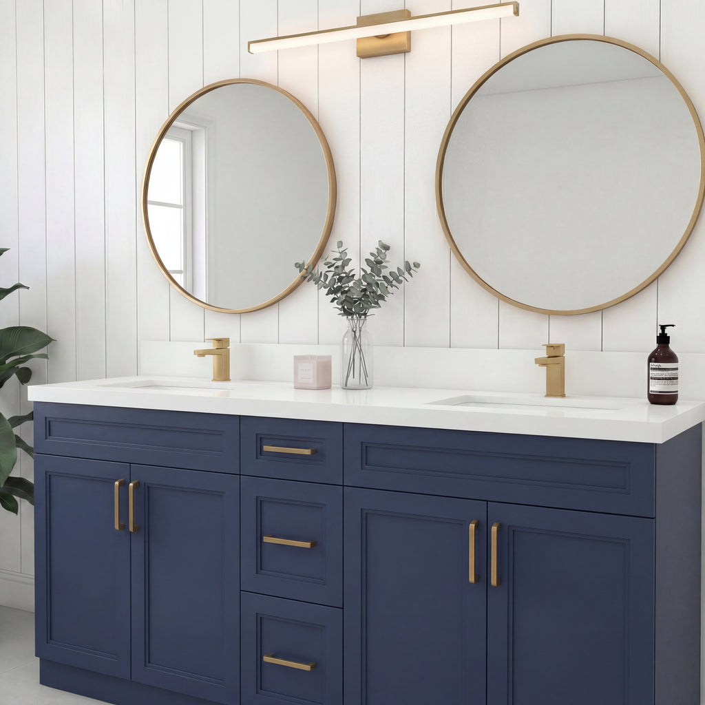 Tesoro 72" Double Sink Shaker Bathroom Vanity With Quartz Countertop (Solid Wood)