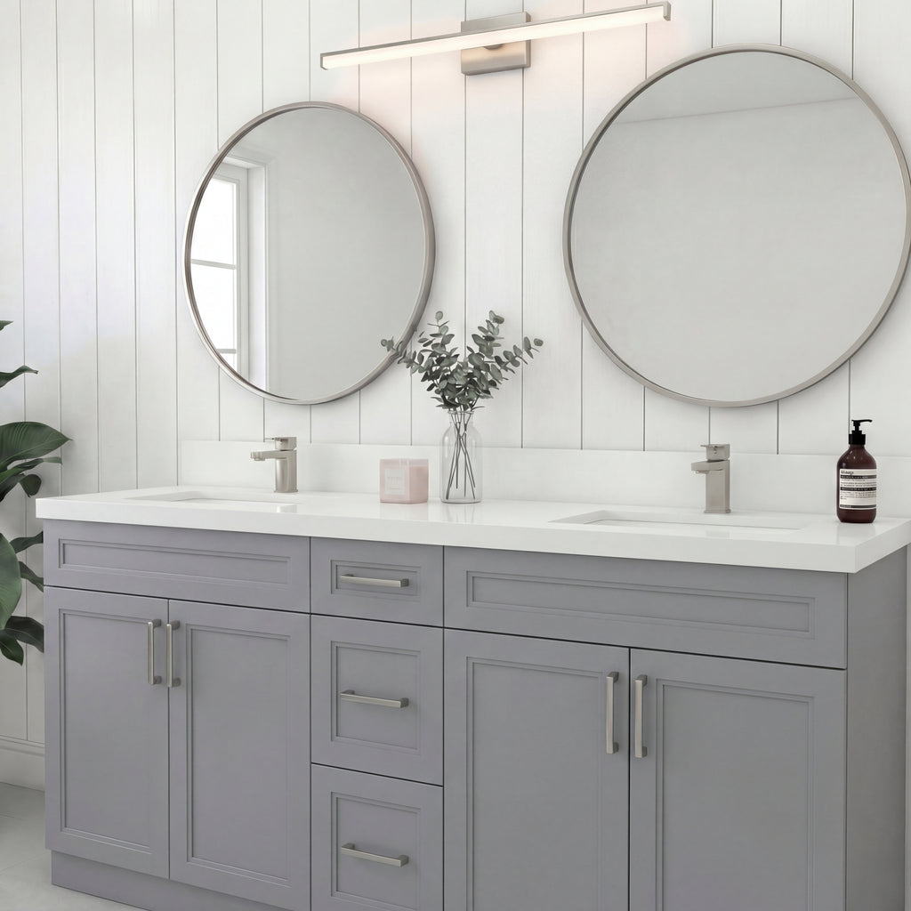 Tesoro 72" Double Sink Shaker Bathroom Vanity With Quartz Countertop (Solid Wood)