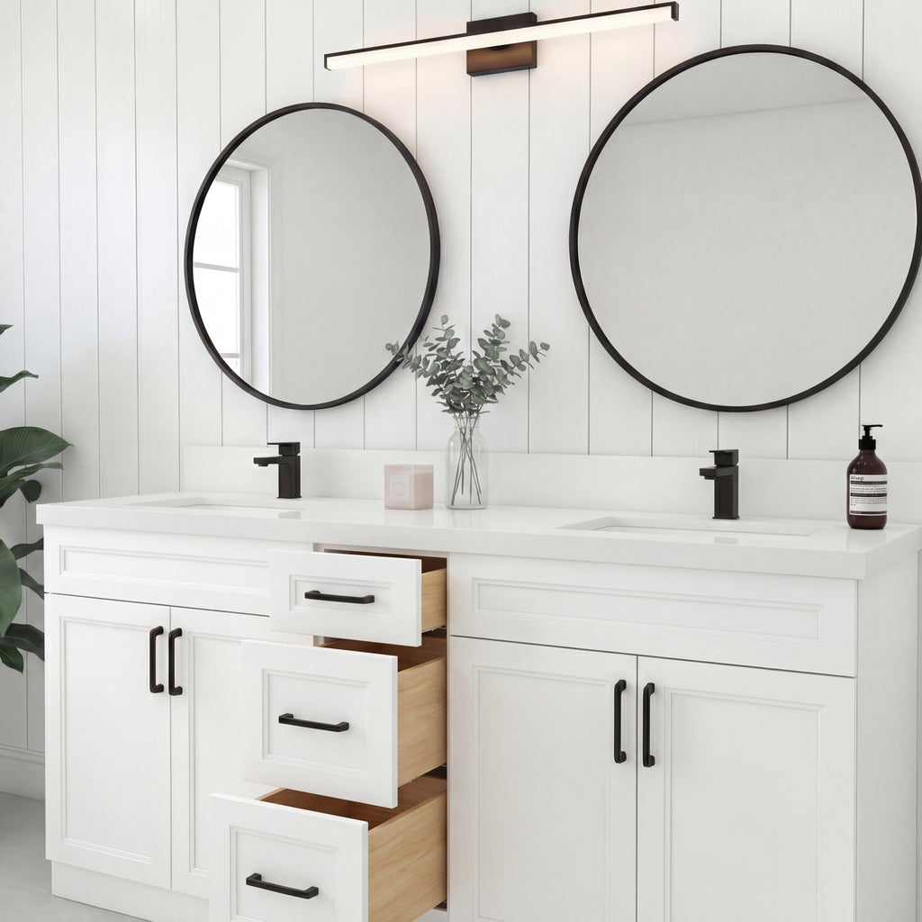 Tesoro 72" Double Sink Shaker Bathroom Vanity With Quartz Countertop (Solid Wood)