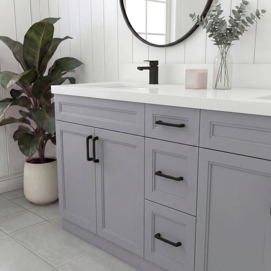 Tesoro 72" Double Sink Shaker Bathroom Vanity With Quartz Countertop (Solid Wood)