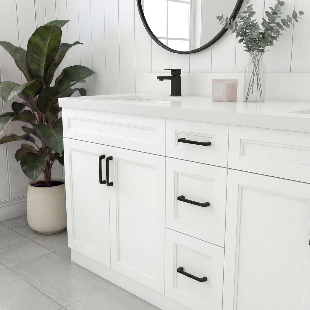 Tesoro 72" Double Sink Shaker Bathroom Vanity With Quartz Countertop (Solid Wood)