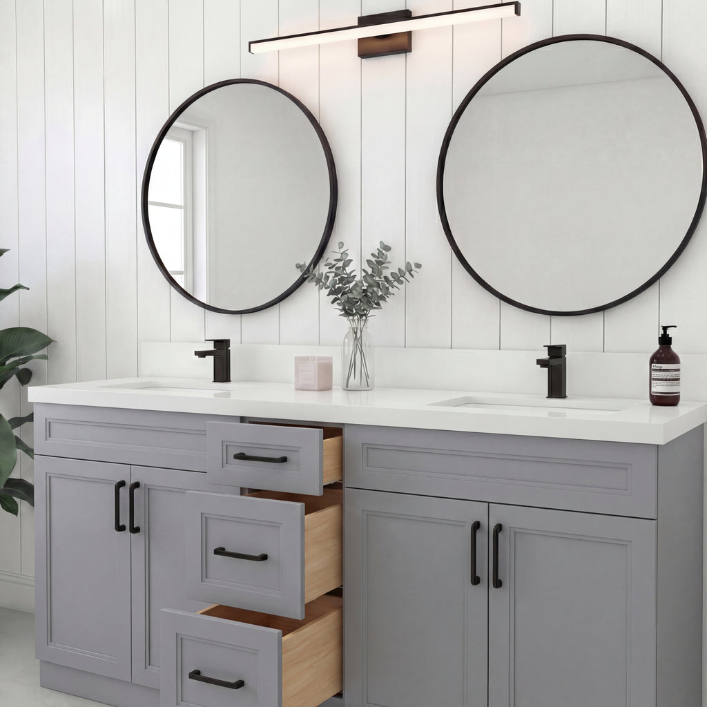 Tesoro 72" Double Sink Shaker Bathroom Vanity With Quartz Countertop (Solid Wood)