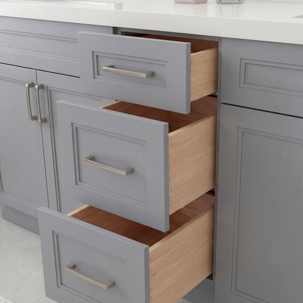 Tesoro 72" Double Sink Shaker Bathroom Vanity With Quartz Countertop (Solid Wood)