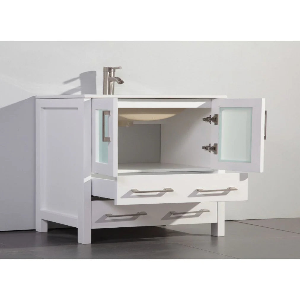 Vanity Art - Westmount 42" Single Sink Bathroom Vanity Set with Sink and Mirror - 1 Side Cabinet