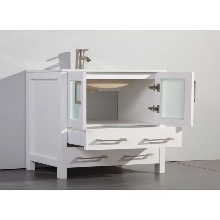 Vanity Art - Westmount 54" Single Sink Bathroom Vanity Set with Sink and Mirror - 2 Side Cabinets