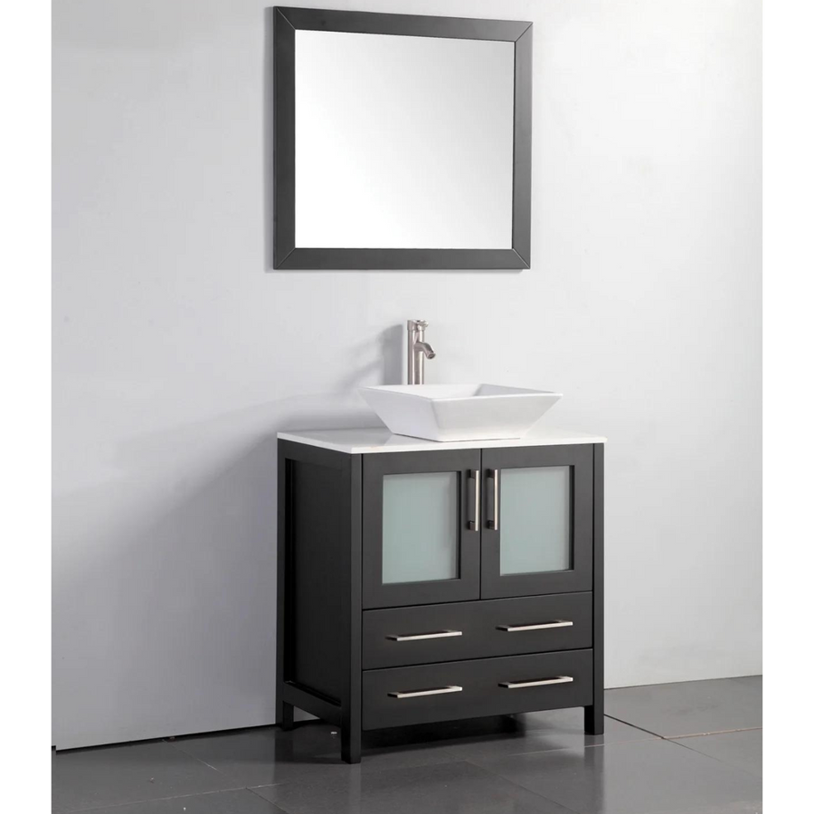 Vanity Art - Bristol 30" Single Vessel Sink Bathroom Vanity Set with Sink and Mirror