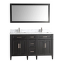 Vanity Art - Hudson 60" Double Sink Bathroom Vanity Set with Sink and Mirror (Carrara Marble Top)