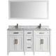 Vanity Art - Hudson 60" Double Sink Bathroom Vanity Set with Sink and Mirror (Carrara Marble Top)