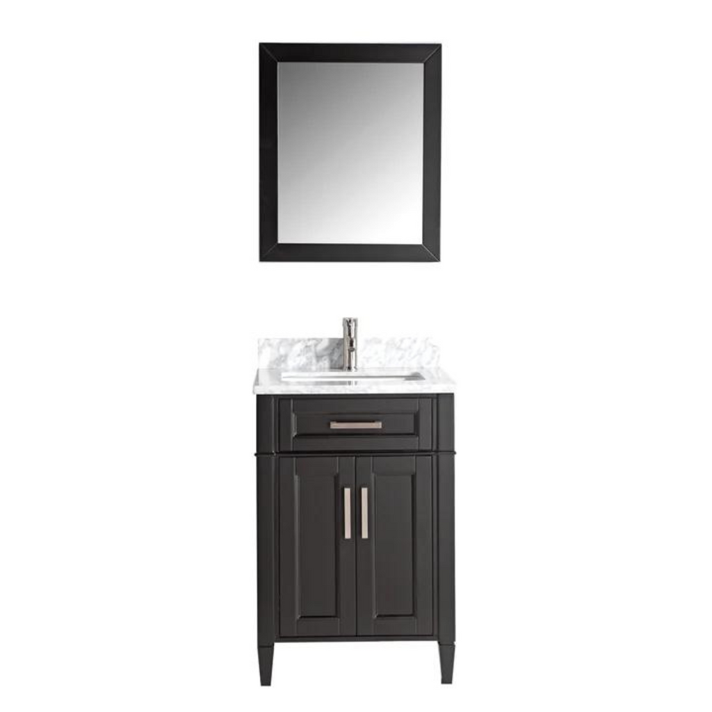 Vanity Art - Hudson 24" Single Sink Bathroom Vanity Set with Sink and Mirror (Carrara Marble Top)