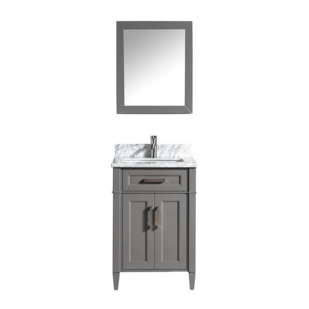 Vanity Art - Hudson 24" Single Sink Bathroom Vanity Set with Sink and Mirror (Carrara Marble Top)