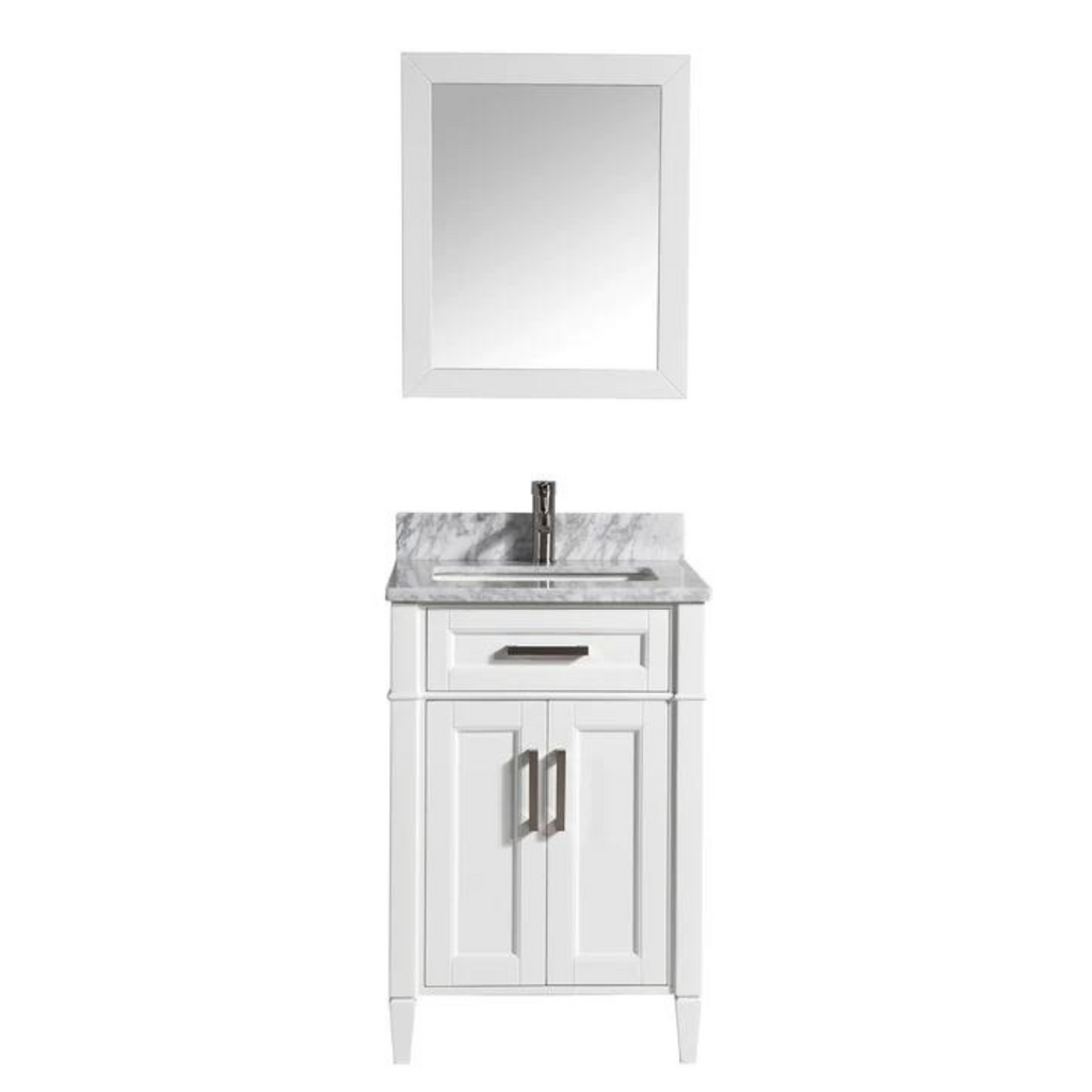 Vanity Art - Hudson 24" Single Sink Bathroom Vanity Set with Sink and Mirror (Carrara Marble Top)