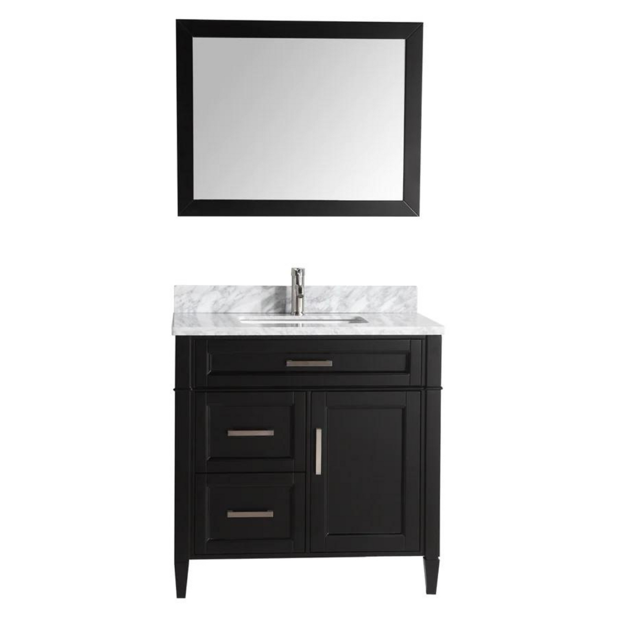Vanity Art - Hudson 36" Single Sink Bathroom Vanity Set with Sink and Mirror (Carrara Marble Top)