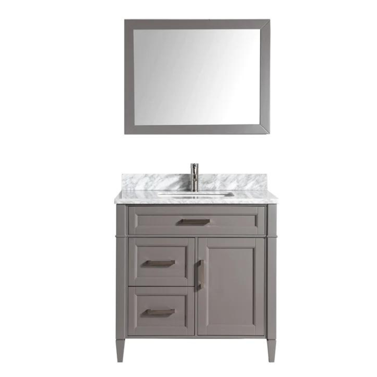 Vanity Art - Hudson 36" Single Sink Bathroom Vanity Set with Sink and Mirror (Carrara Marble Top)